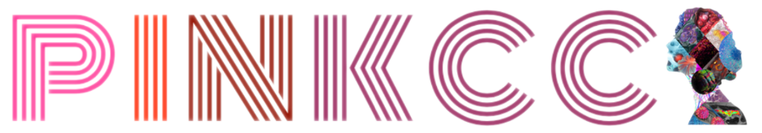 Abstract workspace with pink accents